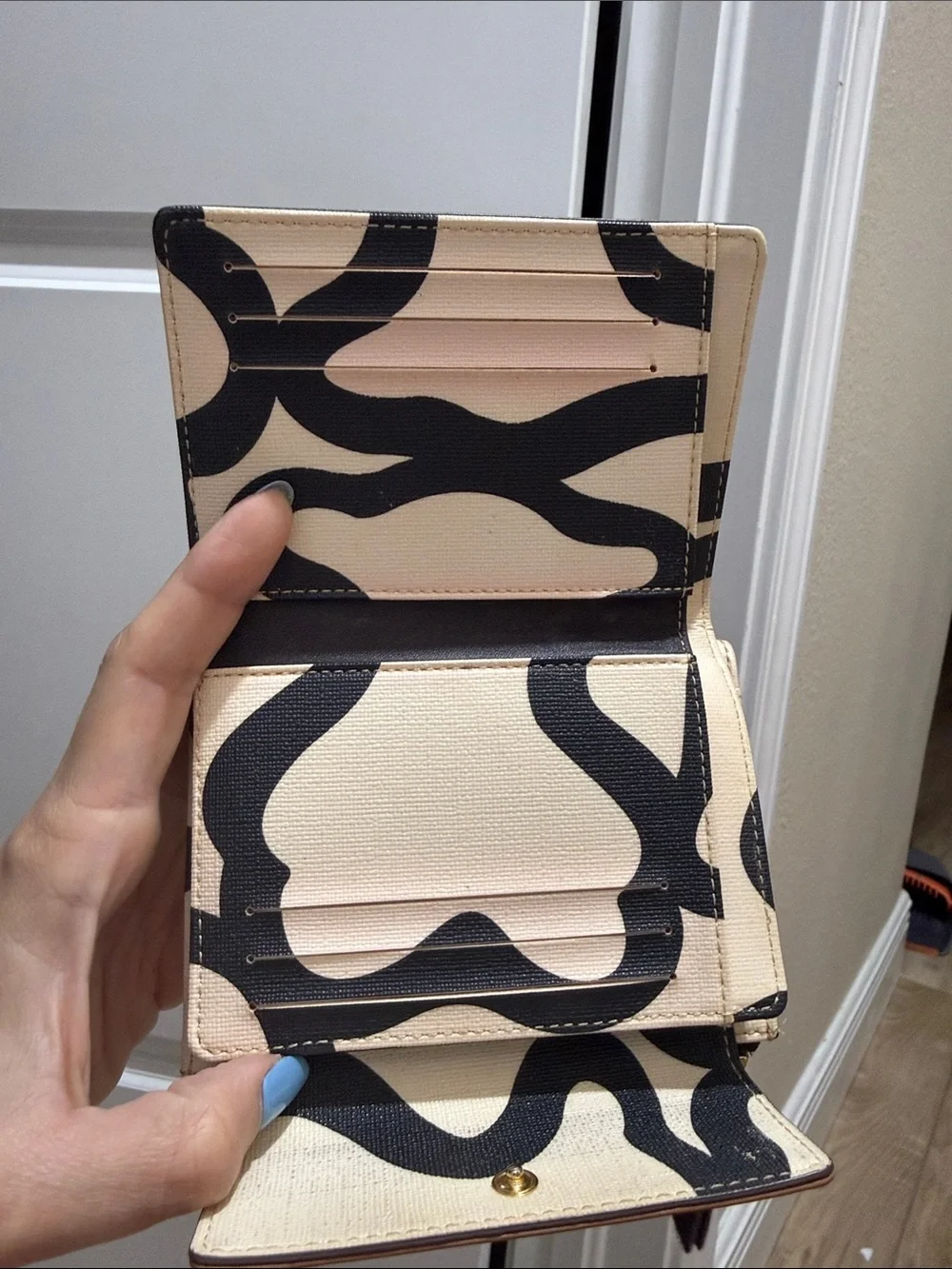 Tous Beige and Black Compact Wallet